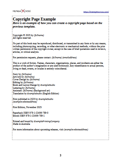 Copyright Page Template Preview 3